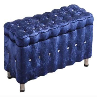 ALDEPO Shoe Cabinet Sofa Stool Storage Benches Ice Fleece Footstool Suitable for Clothing Store Home Living Room Bed End Stool Change Shoe Bench (Color : Royal Blue, Size : 60X40X40cm)