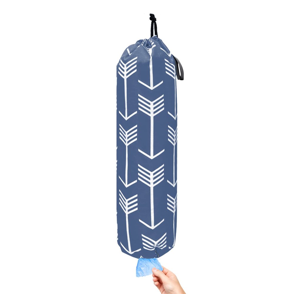 TOGETRUE Plastic Bag Holder, Wall Mount Large Grocery Bag Holder for Plastic Bags Storage, Lightweight Shopping Bags Carrier Dispensers with Hanging Loop for Farmhouse Home Kitchen Decor (Navy Blue)