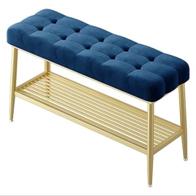 ALDEPO Shoe Cabinet Shoe Bench Storage Bench End of Bed Bench Shoe Stool with Storage Hallway Shoe Bench with Adjustable Foot Pads, Stable Wrought Iron Frame, Home Decor (Color : Painted Butterfly)