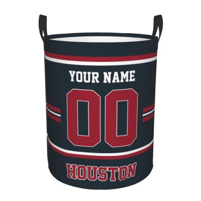 Custom Houston Laundry Hamper Personalized Laundry Basket Customized Name And Number Collapsible Storage Basket for Bedroom Bathroom Living Room Gifts