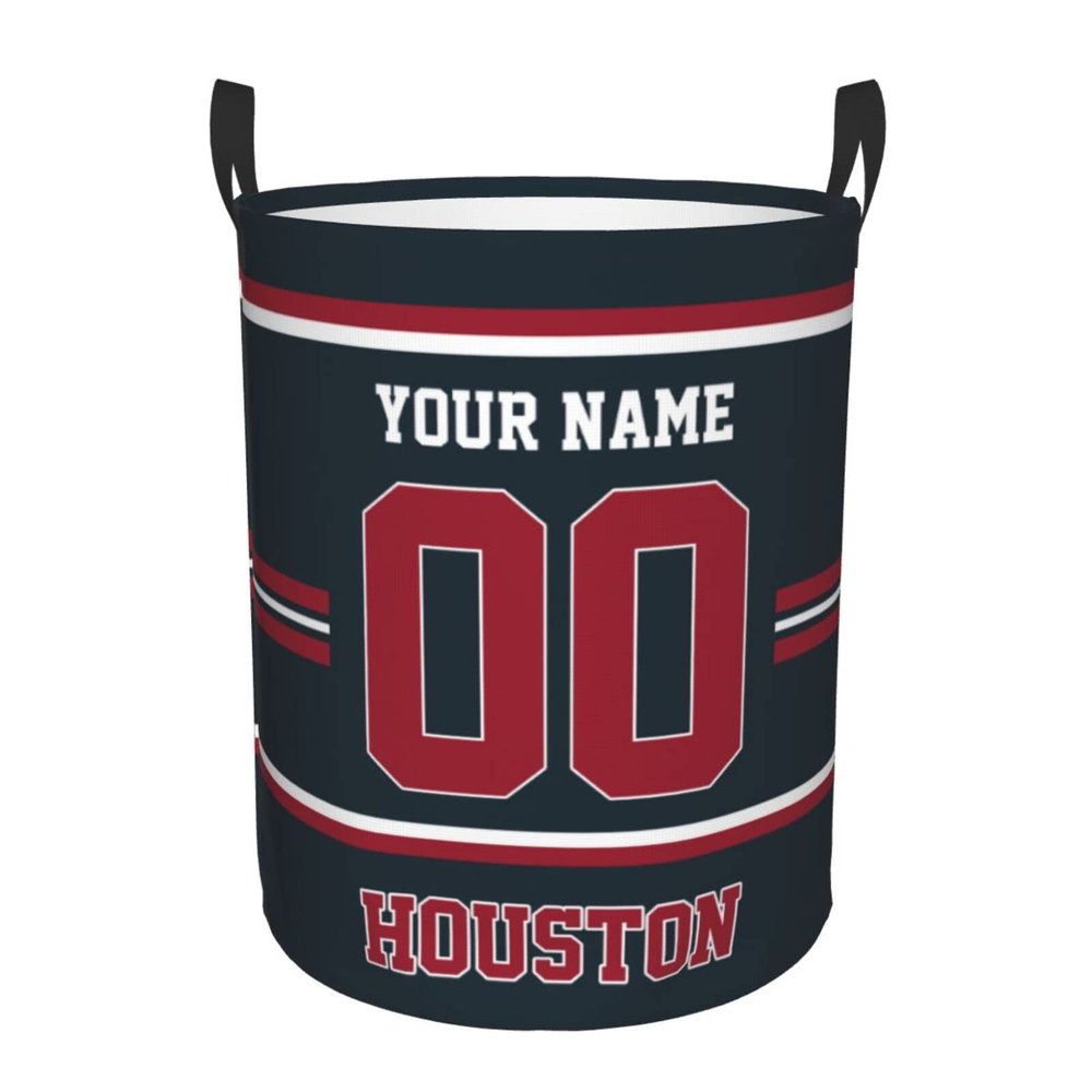 Custom Houston Laundry Hamper Personalized Laundry Basket Customized Name And Number Collapsible Storage Basket for Bedroom Bathroom Living Room Gifts