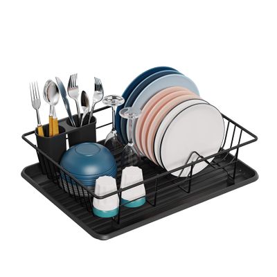 Dish Drainers Dish Drainers Dish Drying Rack|Small Dish Rack with Tray Compact Dish Drainer for Kitchen Counter Cabinet|Stainless/Detachable Dish Rack|Black16.45``*12.05''*4.3''Kitchen Stora