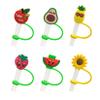 6Pcs Silicone Straw Cover, Reusable Silicone Straw Toppers, Splash Proof Straw Tips, Drinking Straw Tips Lids, Dust Proof Straw Tip Covers for 7-8 mm Straws (Fruit Style) view 1