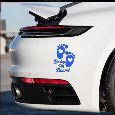 Baby on Board Stickers for Cars, Nouiroy Double Side Visibility Love Feet Baby in Car Decals and Stickers Cute Car Window Bumper Safety Warning Sign Waterproof Auto Vinyl Sticker (Blue)