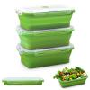 Alimat PluS 40.5oz Collapsible Food Storage Containers with Lids, 3 Pack Set 1200ml Silicone Food Storage Containers, Green Collapsible Food Storage for Kitchen and Outdoor Activities view 1