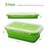 Alimat PluS 40.5oz Collapsible Food Storage Containers with Lids, 3 Pack Set 1200ml Silicone Food Storage Containers, Green Collapsible Food Storage for Kitchen and Outdoor Activities view 2