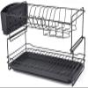 Black Bowl Rack-Metal Double-layer Bowl Drying Rack Kitchen Drain Basket Kitchen Drying Board view 1