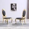 Asday Black and Gold Dining Chairs, Classic King Louis Black Faux Leather Upholstered Dining Room Chairs, Luxurious Oval Back and Polished Gold Legs, Mid Century Modern (Set of 2) view 1