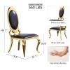 Asday Black and Gold Dining Chairs, Classic King Louis Black Faux Leather Upholstered Dining Room Chairs, Luxurious Oval Back and Polished Gold Legs, Mid Century Modern (Set of 2) view 2