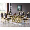 Asday Black and Gold Dining Chairs, Classic King Louis Black Faux Leather Upholstered Dining Room Chairs, Luxurious Oval Back and Polished Gold Legs, Mid Century Modern (Set of 2) view 3