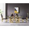 Asday Black and Gold Dining Chairs, Classic King Louis Black Faux Leather Upholstered Dining Room Chairs, Luxurious Oval Back and Polished Gold Legs, Mid Century Modern (Set of 2) view 4