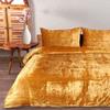 Treen Art Gold Velvet Duvet Cover Set Super King Plus Size 3 Pieces, 1 Duvet Cover 120 x 98 inches with Zipper Closure with 2 Pillow Cases, Bedding Set, Comforter Not Included view 2