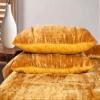 Treen Art Gold Velvet Duvet Cover Set Super King Plus Size 3 Pieces, 1 Duvet Cover 120 x 98 inches with Zipper Closure with 2 Pillow Cases, Bedding Set, Comforter Not Included view 3
