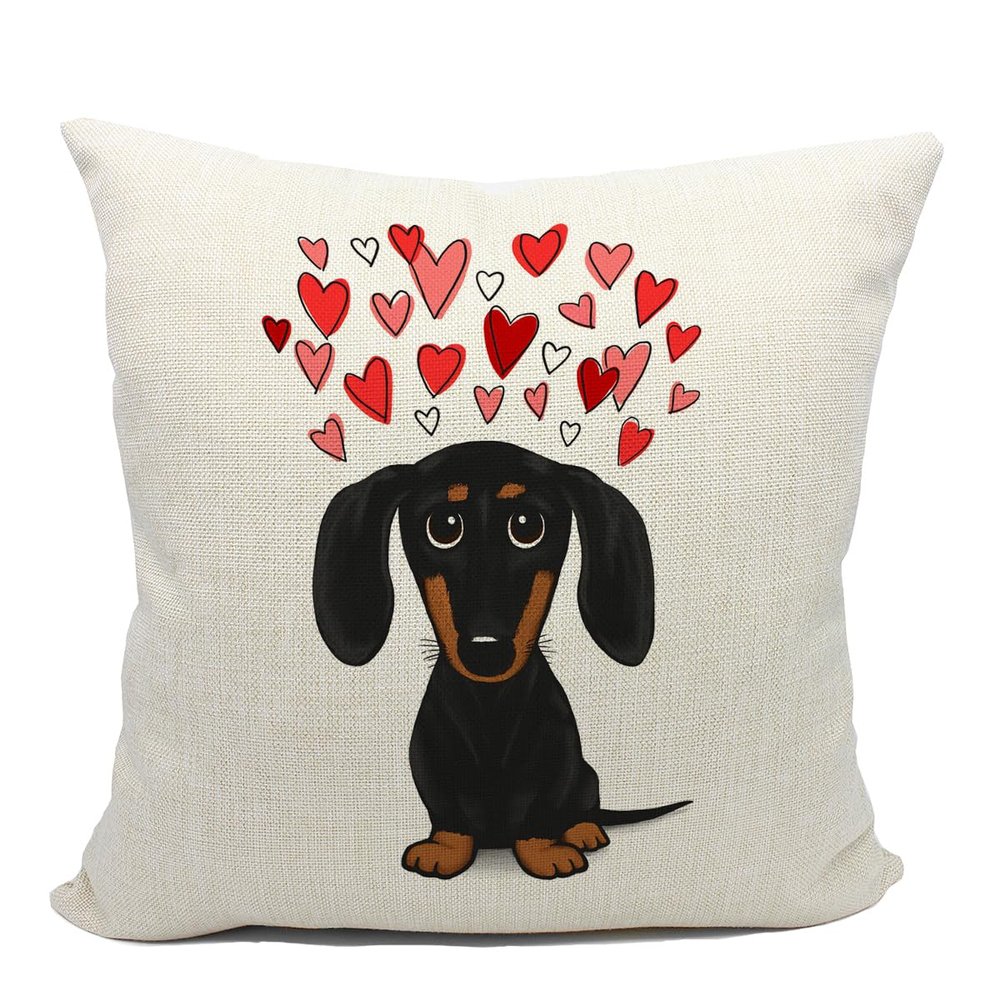 Mancheng-zi Dachshund Gifts: Dachshund Mom Gifts & Decor Linen Cushion Cover (18x18) for Sofa, Couch, Bed