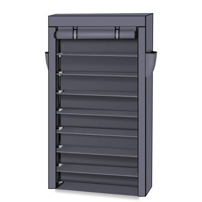 Kcelarec Shoe Rack Organizer Tall Shoe Rack for Closet Entryway 10 Tier Non-Woven Cover Shoe Shelf Free Standing Shoe Storage Cabinet with Dustproof Cover (Gray)