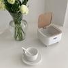 ROHNES Desktop Trash can Square Press Type Garbage can Plastic mini Wastebasket Storage Box with lid for Bedroom Office Home view 2