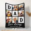 MyPupSocks Customized Picture Blanket for Dad, Custom Dad Picture Collage Love Always Blanket Personalized Blanket to Dad from Daughter Kids for Father's Day, Funny Birthday Throw for Men 60x80 view 2