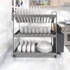 Modern Bowl Rack-Multifunctional 3-layer Tray Drying Rack with Removable Drainboard Kitchen Sink Tray Rack view 4