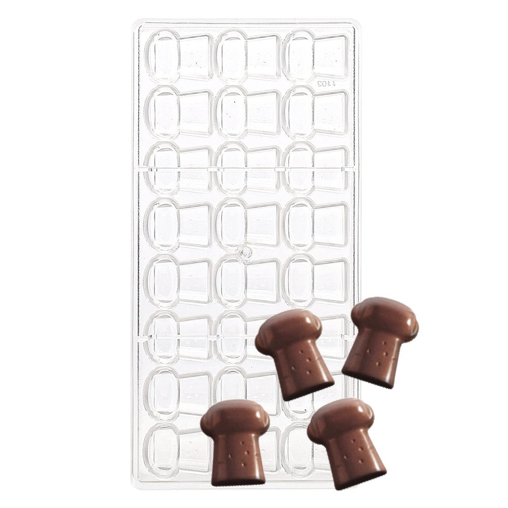 24 Cavities Mushroom Agaric Shape Clear Polycarboante Plastic Chocolate Mould for Kitchen DIY Candy Making Gadgets and Tools