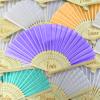 90pcs Personalized Party Fans Gifts for Women Foldable Customized Fabric Silk Bamboo Hand Fan Wedding Birthday Favors Guest Bulk Custom Bridal Shower Dancing Church Decorative Folding Fans (Blue) view 3