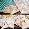 90pcs Personalized Party Fans Gifts for Women Foldable Customized Fabric Silk Bamboo Hand Fan Wedding Birthday Favors Guest Bulk Custom Bridal Shower Dancing Church Decorative Folding Fans (Blue) view 4