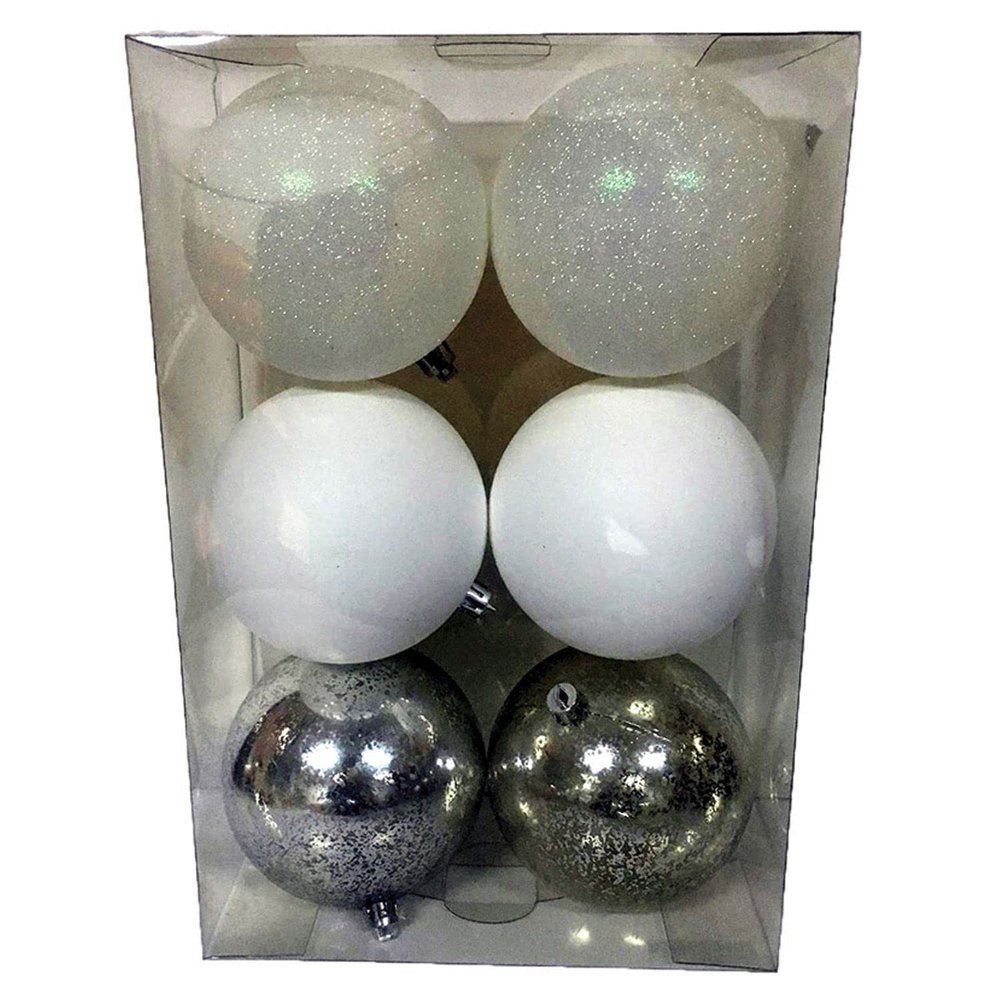 6ct Multi Colored Shatterproof 3-Finish Christmas Ball Ornaments 5" (100mm)