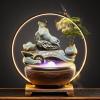 Tabletop Fountain Indoor Fountains Indoor Ceramic Tabletop Fountain - Creative Chinese Style Flowing Water Ornaments Circulating Water and Feng Shui Fountain with LED Lights Meditation Fountain Relaxa view 4