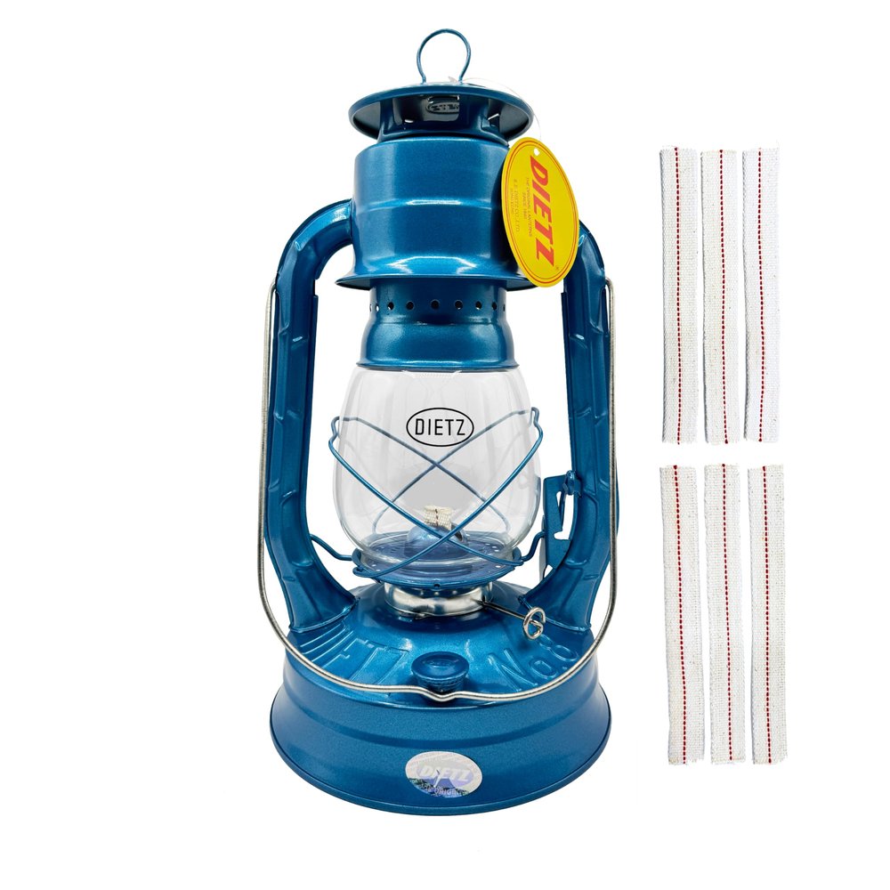 Light of Mine - Dietz #08 Air Pilot Blue Oil Lantern with 7/8" Replacement Wick Strips (Blue)