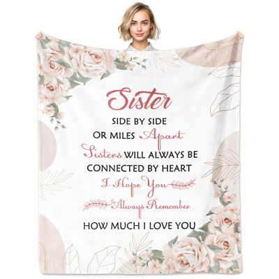 FIOUNG Sisters Gifts from Sister, Sister Gifts Blanket 60"x50", Sister's Birthday Gift, Big Sisters Gift Ideas for Mothers Day Christmas, Best Friend Birthday Present for Women Girls, Bestie Blanket