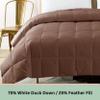 Feather and Loom 233 Thread Count White Duck Down Blanket - Breathable Cotton Cover, 600 Fill Power Down Fill - Color: Brown | Size: Twin - 68x90 view 2