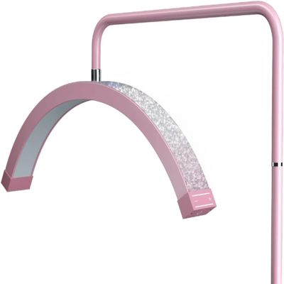 Bling Half Moon Lash Light | Dimmable LED Diamond Esthetician Light for Eyelash Techs - LED Floor Lash Lamp with Adjustable Height, Touch Control & Stable Base | Warm & Cool Tones | Pink Bling
