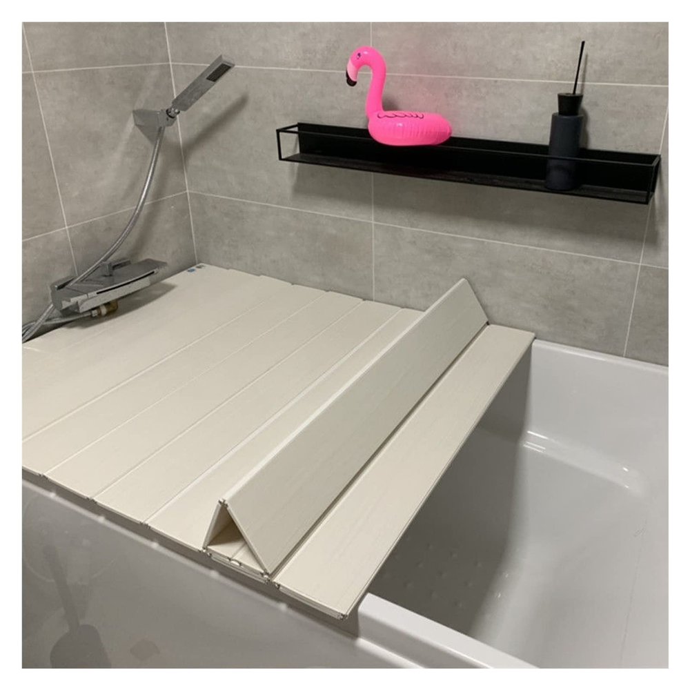 ZGSYH Foldable Bathtub Cover,PVC Foldable Shutter Bath Lid,0.6cm Anti-dust Waterproof Folding Dust Board for Home Bathroom Spa Experience (Size : 116cm*80cm*0.6cm)