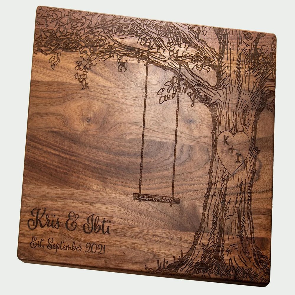 Personalized Cutting Board -Oak Tree Great 5 Year Anniversary or Wedding