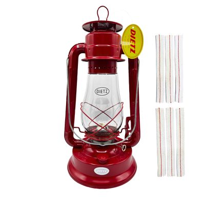 Light of Mine - Dietz #80 Blizzard Oil Lantern with 7/8" Replacement Wick Strips (Red)