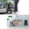 Katzowen Home Folding Step Ladder Stool 3 Steps Stools Folding Stools Home Ladder Chair Bench Solid Wood Climbing Stool Cloakroom Kitchen Step Stool view 3