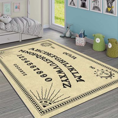 LaModaHome Area Rug Non-Slip - Cream Alphabet and Number Soft Machine Washable Bedroom Rugs Indoor Outdoor Bathroom Mat Kids Child Stain Resistant Living Room Kitchen Carpet 2.7 x 6.6 ft