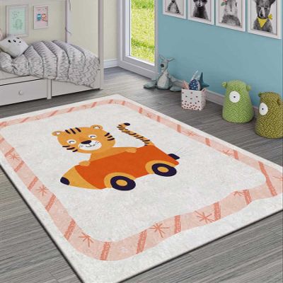 LaModaHome Area Rug Non-Slip - Grey Tiger Soft Machine Washable Bedroom Rugs Indoor Outdoor Bathroom Mat Kids Child Stain Resistant Living Room Kitchen Carpet 3.3 x 9.9 ft