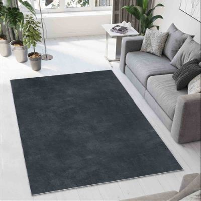 LaModaHome Area Rug Non-Slip - Anthracite Anthracite Thin, Washable Soft Machine Washable Bedroom Rugs Indoor Outdoor Bathroom Mat Kids Child Stain Resistant Living Room Kitchen Carpet 3.3 x 9.9 ft