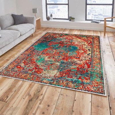 LaModaHome Area Rug Non-Slip - Colourful Obedness Classic Soft Machine Washable Bedroom Rugs Indoor Outdoor Bathroom Mat Kids Child Stain Resistant Living Room Kitchen Carpet 5.9 x 9.3 ft