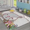 LaModaHome Area Rug Non-Slip - Grey Cat Soft Machine Washable Bedroom Rugs Indoor Outdoor Bathroom Mat Kids Child Stain Resistant Living Room Kitchen Carpet 2.7 x 4 ft view 1