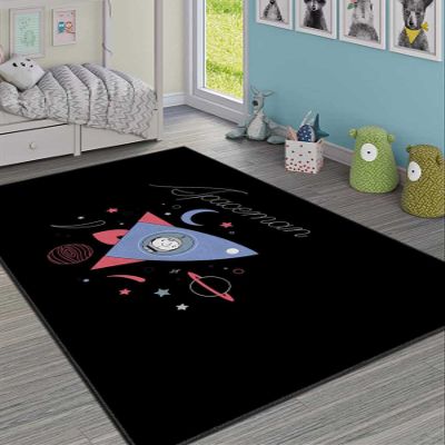 LaModaHome Area Rug Non-Slip - Black Missile Soft Machine Washable Bedroom Rugs Indoor Outdoor Bathroom Mat Kids Child Stain Resistant Living Room Kitchen Carpet 2.7 x 6.6 ft