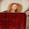 LaModaHome Area Rug Non-Slip - Red Afghan Soft Machine Washable Bedroom Rugs Indoor Outdoor Bathroom Mat Kids Child Stain Resistant Living Room Kitchen Carpet 1.3 x 2 ft view 3