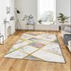 LaModaHome Area Rug Non-Slip - White Geometric and Marble Soft Machine Washable Bedroom Rugs Indoor Outdoor Bathroom Mat Kids Child Stain Resistant Living Room Kitchen Carpet 2.7 x 5 ft view 1