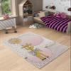LaModaHome Area Rug Non-Slip - Pink Smiling Sun and Giraffe Soft Machine Washable Bedroom Rugs Indoor Outdoor Bathroom Mat Kids Child Stain Resistant Living Room Kitchen Carpet 3.3 x 9.9 ft view 1