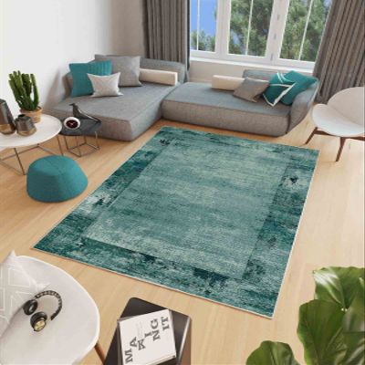 LaModaHome Area Rug Non-Slip - Green Vintage Soft Machine Washable Bedroom Rugs Indoor Outdoor Bathroom Mat Kids Child Stain Resistant Living Room Kitchen Carpet 3.3 x 9.9 ft