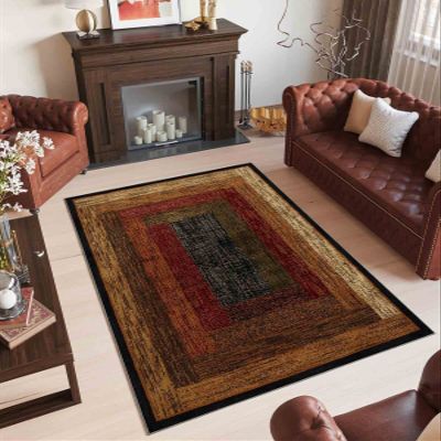 LaModaHome Area Rug Non-Slip - Colourful Line Soft Machine Washable Bedroom Rugs Indoor Outdoor Bathroom Mat Kids Child Stain Resistant Living Room Kitchen Carpet 3.3 x 9.9 ft