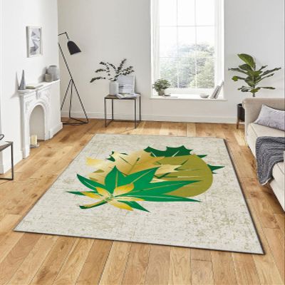 LaModaHome Area Rug Non-Slip - Powder Leaf Soft Machine Washable Bedroom Rugs Indoor Outdoor Bathroom Mat Kids Child Stain Resistant Living Room Kitchen Carpet 3.3 x 6.6 ft