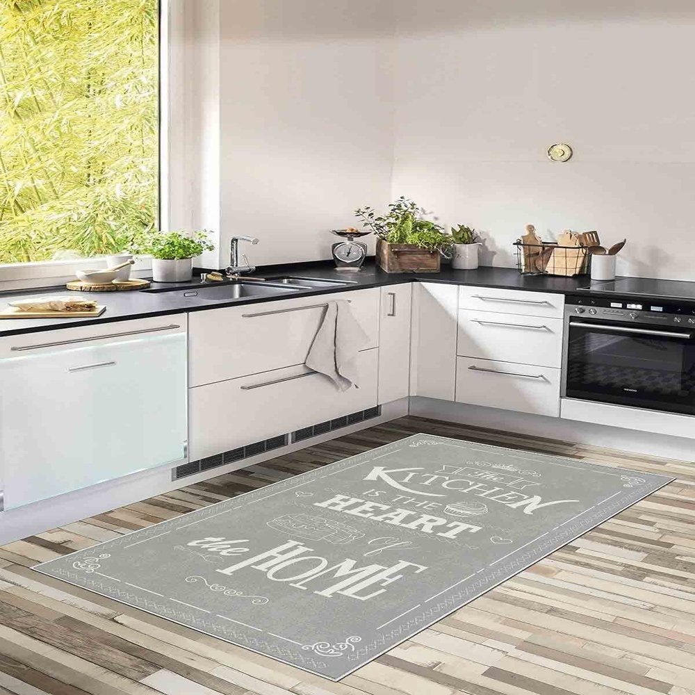 LaModaHome Area Rug Non-Slip - Smoked Border and Artchen Soft Machine Washable Bedroom Rugs Indoor Outdoor Bathroom Mat Kids Child Stain Resistant Living Room Kitchen Carpet 2.7 x 5 ft