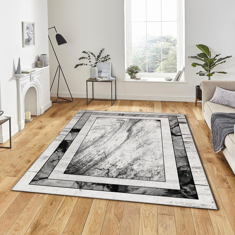 LaModaHome Area Rug Non-Slip - Pink Bordure Soft Machine Washable Bedroom Rugs Indoor Outdoor Bathroom Mat Kids Child Stain Resistant Living Room Kitchen Carpet 3.3 x 6.6 ft