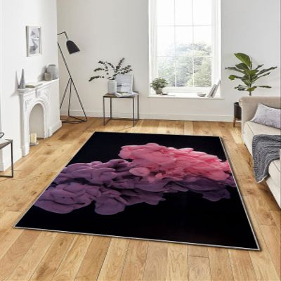 LaModaHome Area Rug Non-Slip - Yellow Smoke Soft Machine Washable Bedroom Rugs Indoor Outdoor Bathroom Mat Kids Child Stain Resistant Living Room Kitchen Carpet 2.7 x 4 ft